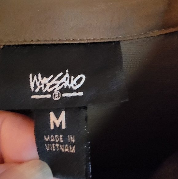 Massimo Button Down Front Blouse With Tab Sleeves, Olive Green, Size M - Picture 5 of 6